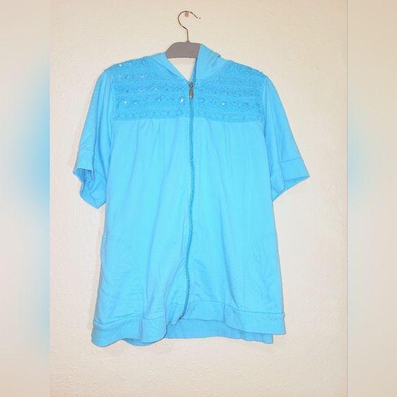 LA Blues Active size22/24 Baby Blue Embroiderd & Rinestone Embellished Hoodie - Picture 5 of 7